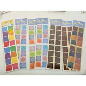 7 LARGE Sheets Flavia Squares BORDER Scrapbook Stickers